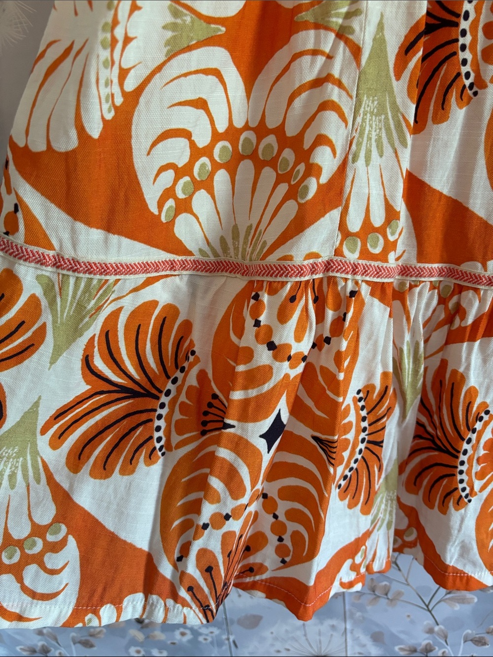 Umgee Orange & Cream Floral Ruffled Mini Dress - Picture 7 of 7